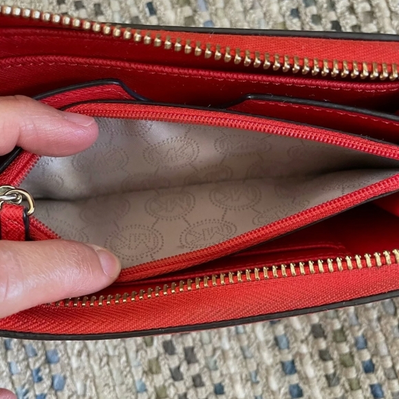 Michael Kors Leather Red/ Tan Wristlet - Picture 7 of 7